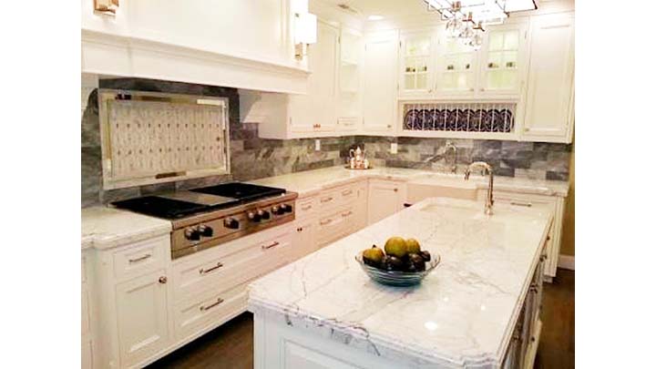 Elegance White Marble Kitchen And Island Top