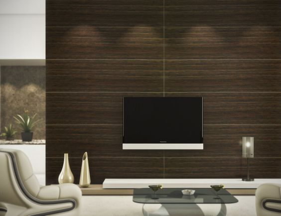 Dark Wood Veneer Feature Wall