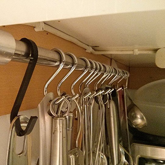Curtain Rod With Hooks To Hang Up Utensils