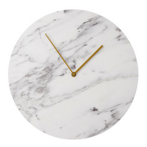 White Linear Carrara Marble Clock