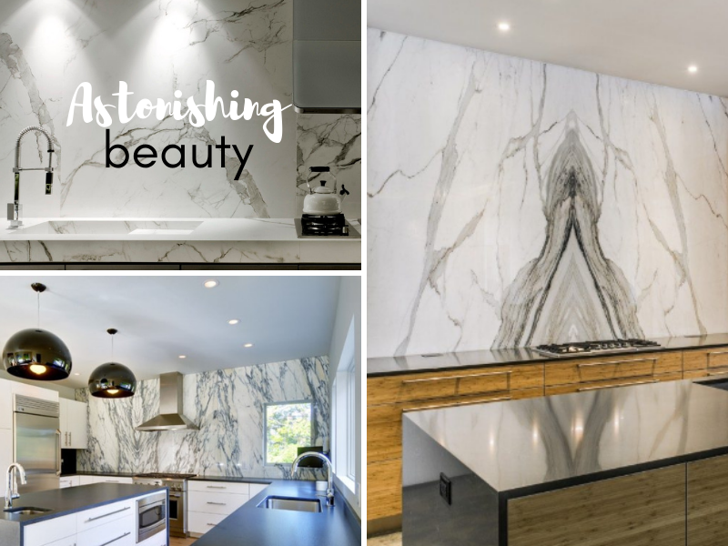 Astonishing Beauty Marble Wall in Kitchen