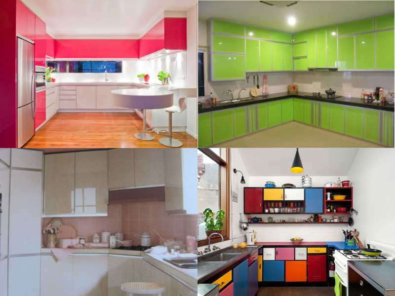 Colourful Aluminium Kitchen Cabinets