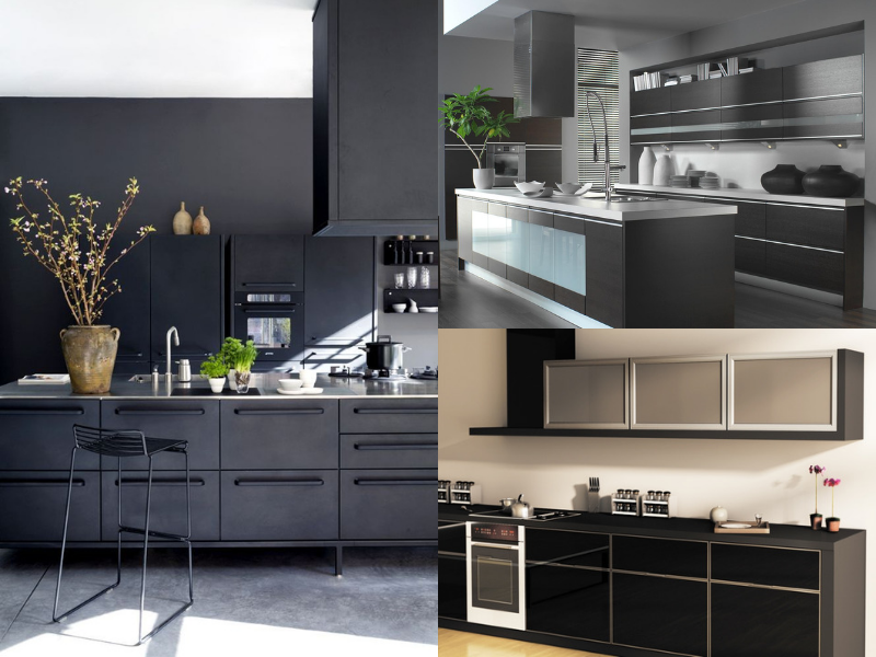 Sleek Black Aluminium Kitchen Cabinets