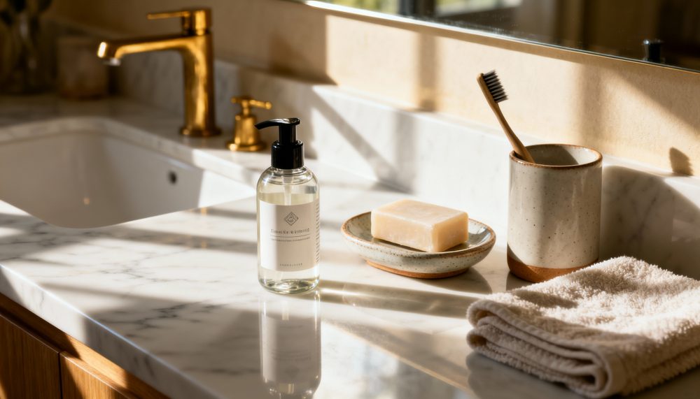 Proper Bathroom Countertops, Bathroom Countertops, Countertop Choice For Bathroom, Bathroom Countertop Tips, Bathroom Countertop Options, Home Bathroom Countertops
