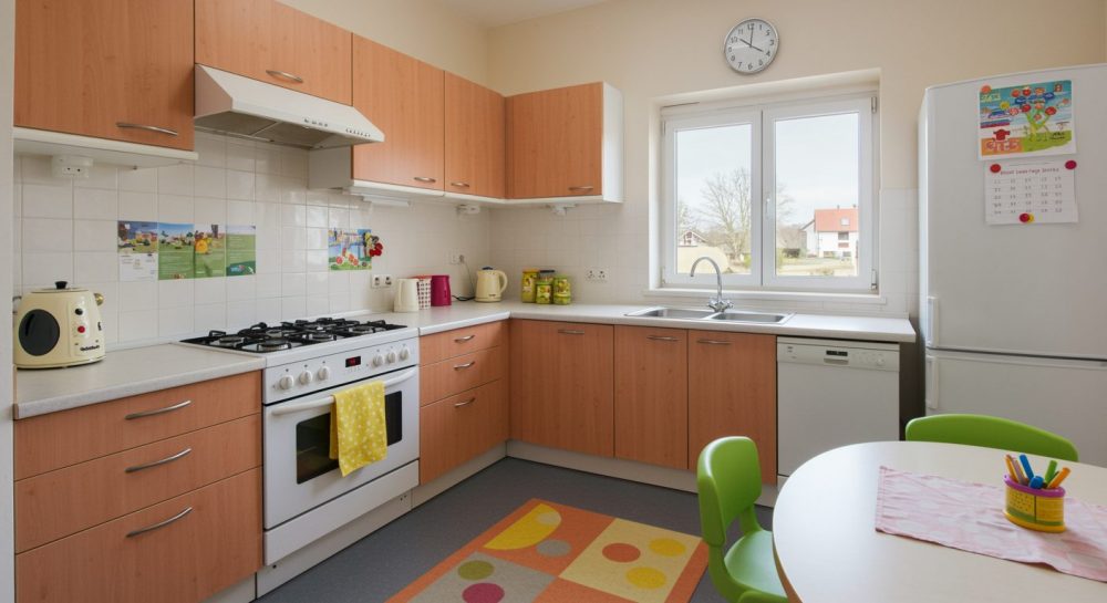 Child Friendly Kitchen Plan, kitchen design, kitchen space, kitchen planning, space for kitchen safety, home kitchen safety planning, child safe kitchen, home kitchen that is safe, child friendly home space, planning a safe kitchen