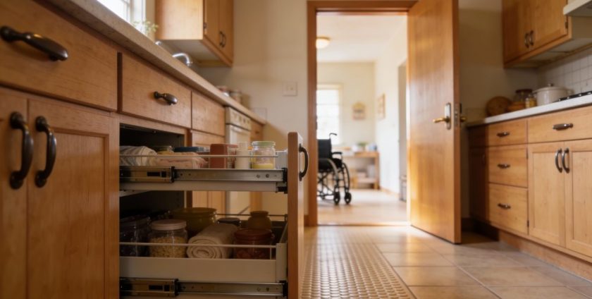 Elderly Safe Kitchen, Kitchen Design, Home Kitchen Design, Kitchen Design For Elderly Homes, Planning Kitchen Space, Kitchen Space Outlook, Safe Kitchen, Safe Home Kitchen